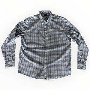 UNTUCKit Men’s XXL Tall Cotton Wrinkle Free Durif White Blue Long Sleeve Button